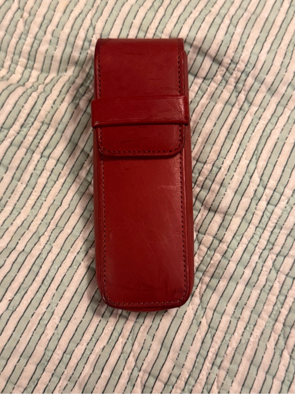Vintage Coach Red Leather Pen Case with Flip Closure